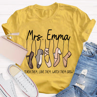 Personalized Name Watch Them Grow Teacher T-Shirt
