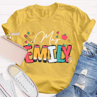 Personalize Name Apple Teacher T-Shirt