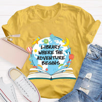 Library Where The Adventure Begins T-Shirt