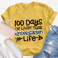 Personalized Grade 100 Days Of Livin' That Kindergarten Life T-Shirt