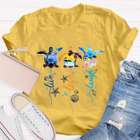 Purple and Pink Sea Turtle Swimming in Blue Ocean T-Shirt
