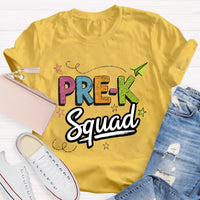 Personalized Grade Pre-k Squad Teacher T-Shirt