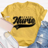 School Nurse Letter Printed T-Shirt