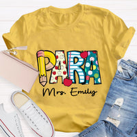 Personalized Para Teacher Name Apple Teacher T-Shirt