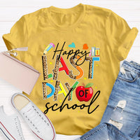 Happy Last Day Of School Leopard Printed Teacher T-Shirt