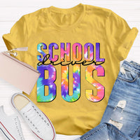 Colorful Printed School Bus Driver T-Shirt
