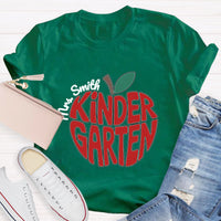 Personalized Kinder Garden Teacher Name Red Apple T-Shirt