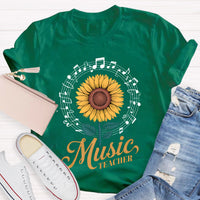 Music Teacher Sunflower Teacher T-Shirt