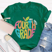 Personalized Grade And Name Letter Apple Teacher T-Shirt
