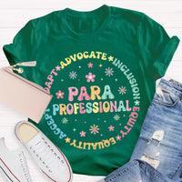 Para Professional Adapt Advocate Pink Flower Teacher T-Shirt
