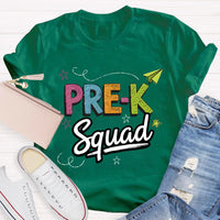Personalized Grade Pre-k Squad Teacher T-Shirt