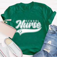 School Nurse Letter Printed T-Shirt