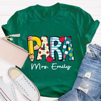 Personalized Para Teacher Name Apple Teacher T-Shirt