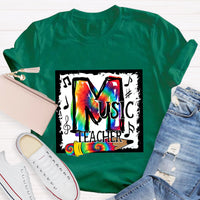 Colorful Music Note Teacher T-Shirt