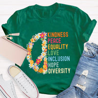Kindness Peace And Love Flower Peace Sign T-Shirt