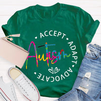 Autism Accept Adapt Advocate Teacher T-Shirt