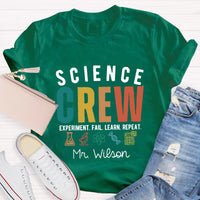 Personalized Name Science Crew Teacher T-Shirt