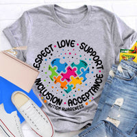 Love Support Acceptance Inclusion Respect Autism Awareness T-Shirt