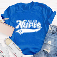 School Nurse Letter Printed T-Shirt