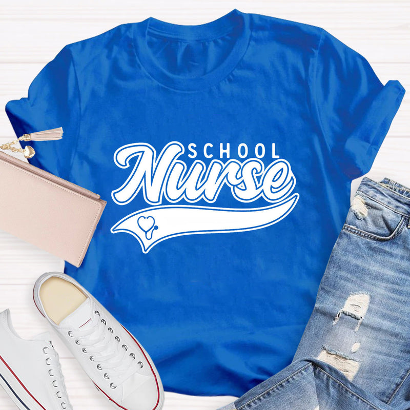 School Nurse Letter Printed T-Shirt