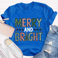 Merry And Bright Christmas Tree Teacher T-Shirt
