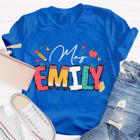 Personalize Name Apple Teacher T-Shirt