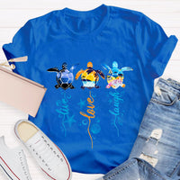 Purple and Pink Sea Turtle Swimming in Blue Ocean T-Shirt