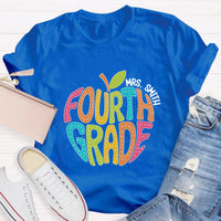 Personalized Grade And Name Letter Apple Teacher T-Shirt