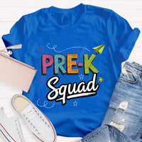 Personalized Grade Pre-k Squad Teacher T-Shirt