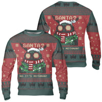 Santa Cryptid Holiday Sweater, Mothman Ugly Christmas Sweater, Humorous Folklore Ugly Sweater, Retro Spooky Xmas Graphic Crewneck Sweatshirt