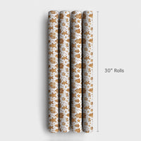 Watercolor Holiday Village Gift Wrap, Gingerbread Man Wrapping Paper, Festive Gingerbread Wrapping Paper, Adorable Christmas Wrapping Paper