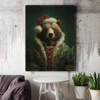 Renaissance Animal Portrait Canvas Print, Christmas Bear Canvas Wall Art, Holiday Bear Canvas Poster, Winter Wall Decor, Digital Download