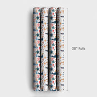 Palm Tree Cityscape Gift Wrap, Tropical Christmas City Skyline Wrapping Paper, Urban Winter Wrapping Paper, Festive Holiday Gift Wrap Roll