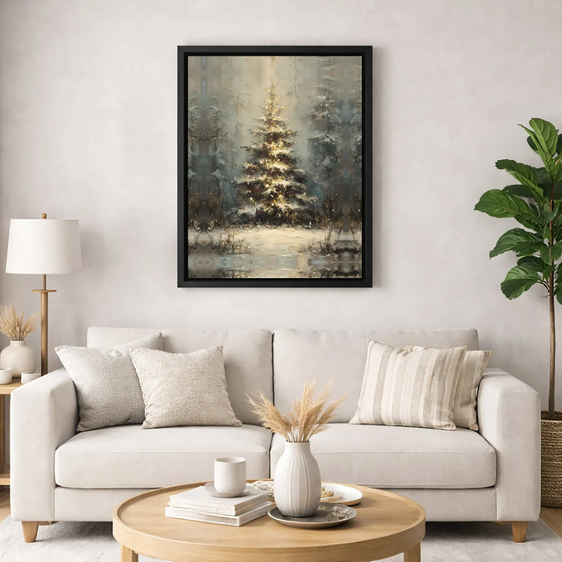 Impressionist Winter Forest Canvas Print, Christmas Tree Canvas Wall Art, Snowy Landscape Canvas Art, Holiday Season Wall Decor Present