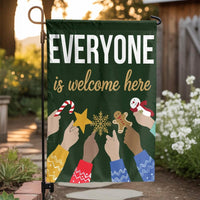 Inclusive Holiday Yard Flag, Everyone Is Welcome Christmas Garden Flag, Diversity Welcome Garden Flag, Winter Lawn Flag, Kindness Yard Present