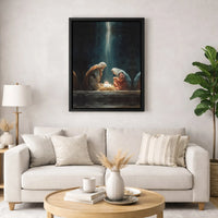 Christian Christmas Canvas Wall Art, Holy Family Nativity Scene Canvas Print, Religious Holiday Portrait Decor, Jesus Nativity Wall Art