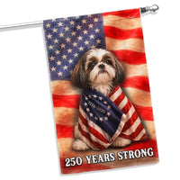 Shih Tzu Garden Flag | 250 Years Strong Patriotic Design | Double-Sided Polyester | Dog Lovers Gift