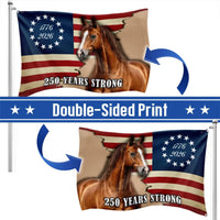 250 Years Strong Horse American Flag | 1776-2026 Commemorative Betsy Ross Design | Double-Sided Polyester House Flag | Patriotic Farm & Garden Decor