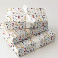 Watercolor Chess Pieces Gift Wrap, Christmas Chess Wrapping Paper, Holiday Pine Holly Wrapping Paper, Board Game Lover Gift Wrapping Paper