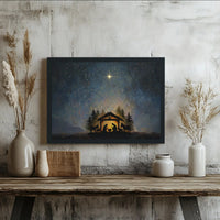 Star of Bethlehem Canvas Print, Nativity Scene Canvas Wall Art, Religious Christmas Canvas Decor, Christian Holiday Wall Art Present