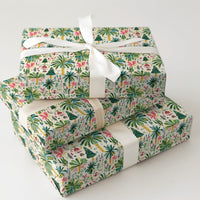 Coastal Palm Tree Gift Wrap Roll, Tropical Christmas Wrapping Paper, Village Winter Holiday Wrapping Paper, Beachy Christmas Gift Wrap