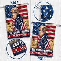 Golden Retriever American Flag Garden Flag | 250 Years of Freedom Personalized | Premium Polyester Double-Sided | Patriotic Dog Lover Gift