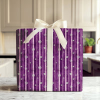 Watercolor Stripe Gift Wrap, Purple Snowflake Christmas Wrapping Paper, Plum and Lavender Winter Gift Wrap, Holiday Gift Wrapping Paper
