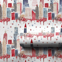 Windy City Christmas Gift Wrap, Chicago Skyline Wrapping Paper, Watercolor Chicago Winter Wrapping Paper, Cityscape Holiday Gift Wrap Roll