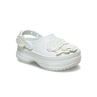 Classic Stacked Lace Floral Clogs - Moonlight