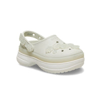 Stacked Translucent Floral Clogs - Linen