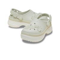 Stacked Translucent Floral Clogs - Linen