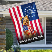 Yorkshire Terrier American Flag Garden Flag | 250 Years Strong 1776-2026 | Double-Sided Polyester | Patriotic Dog Lover Gift