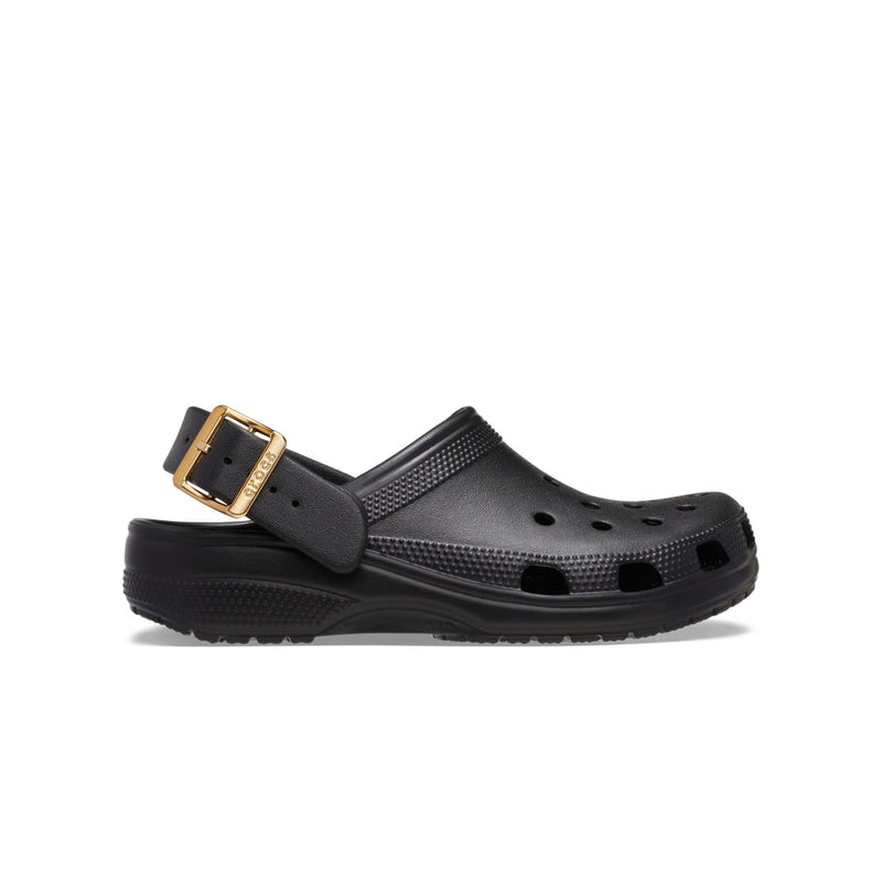 Classic Metallic Buckle Clogs - Black