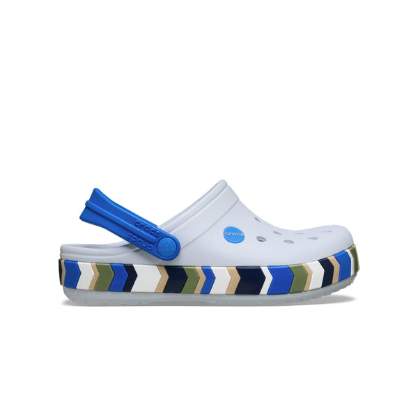 Giày Clog Trẻ Em Crocs Crocband Chevron Band - Steel/Blue Blaze